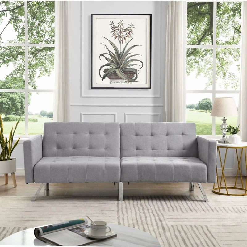 Futon Sofa Bed Convertible Folding Lounge Couch, Armrests by HouseOfZazla