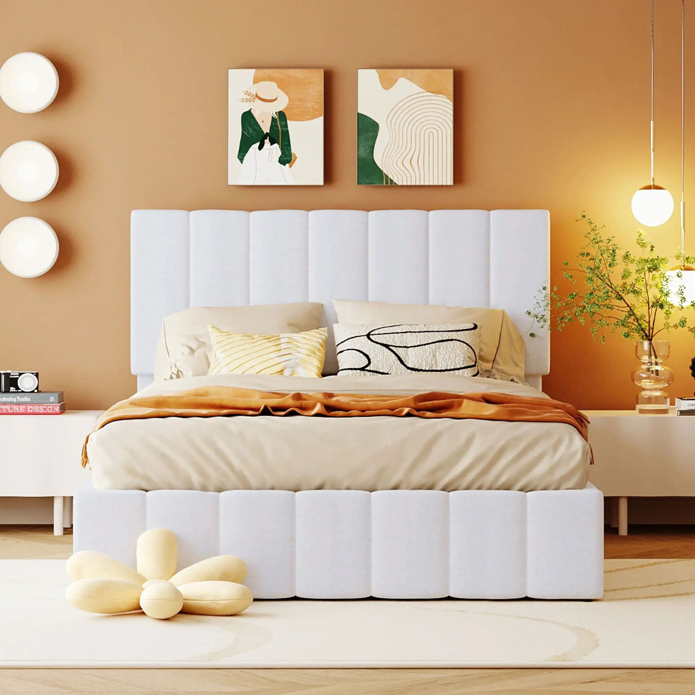 Elegant Upholstered Platform Bed With Hydraulic Storage System by Unique Piece Furniture