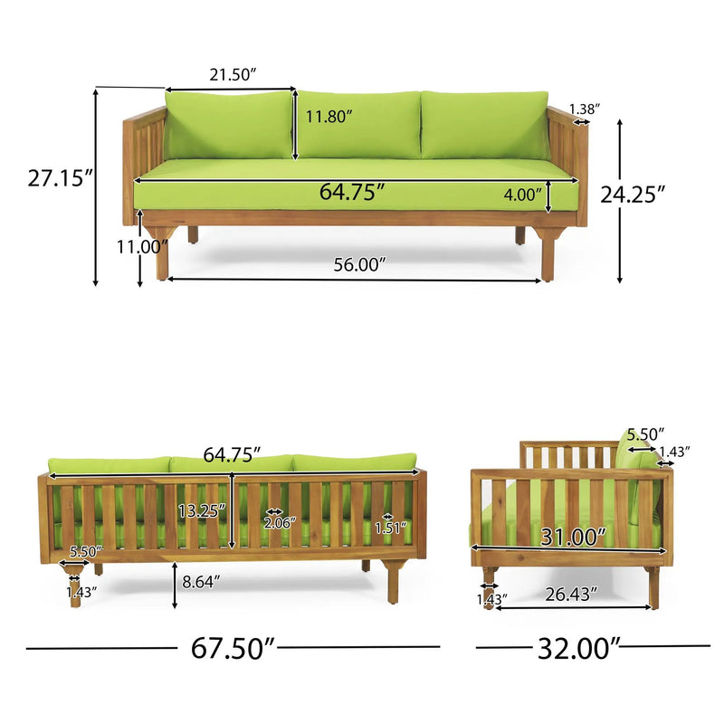 Claremont 3 Seater Daybed + Acacia Wood Table by HouseOfZazla