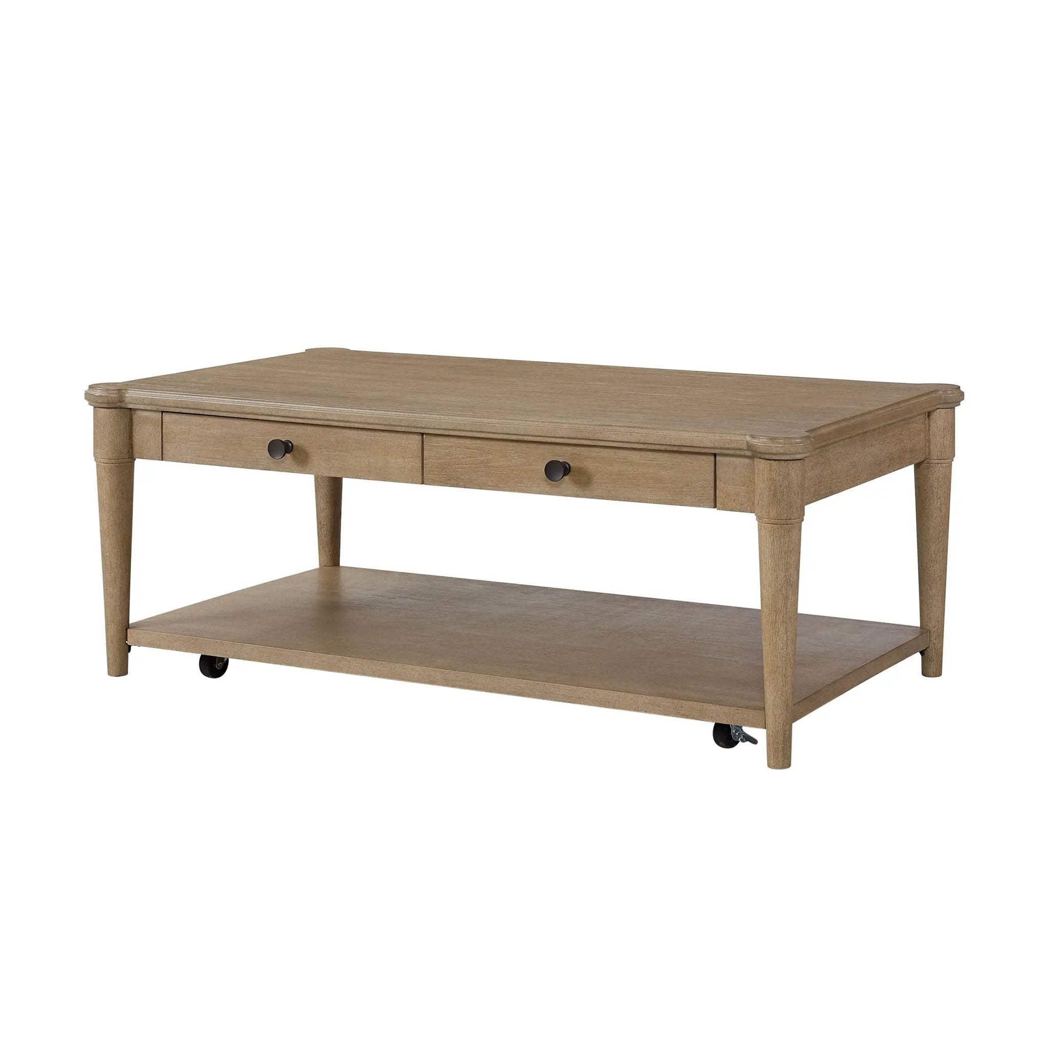 Cocktail Table With Two Storage Drawers And Casters by Unique Piece Furniture