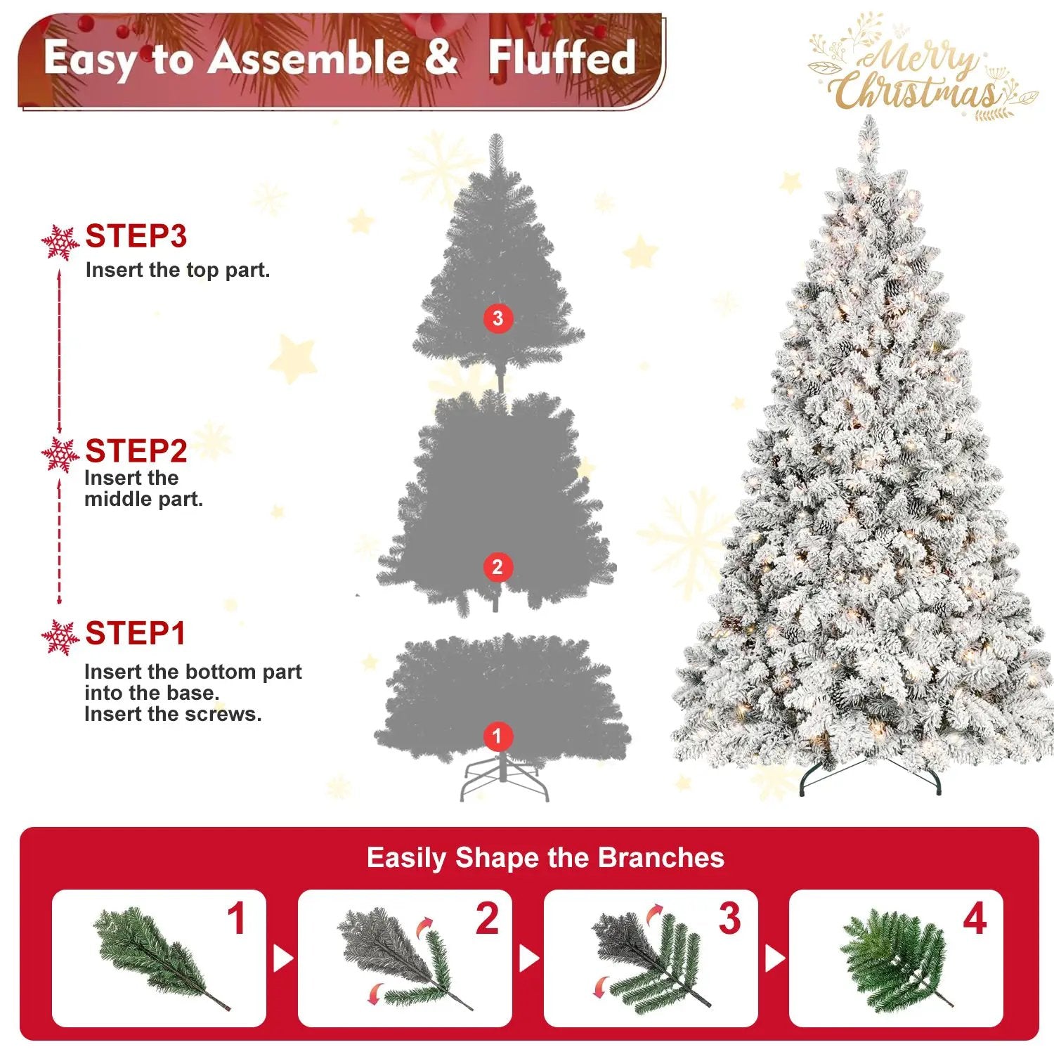 4FT Flocked Christmas Tree with 150 UL Lights by HouseOfZazla