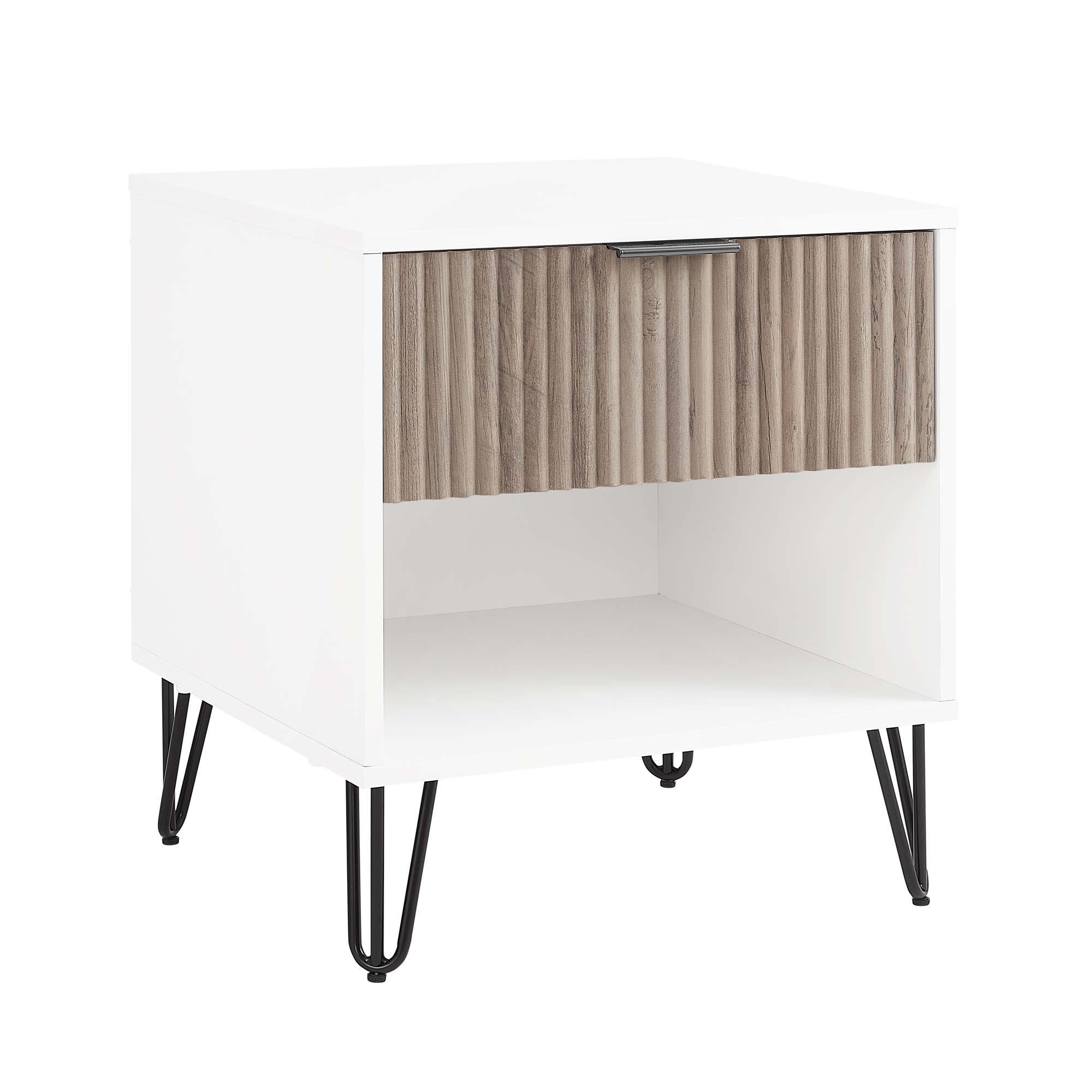 Dumbo - Fluted Nightstand With 1 Drawer - Gray / White by HouseOfZazla