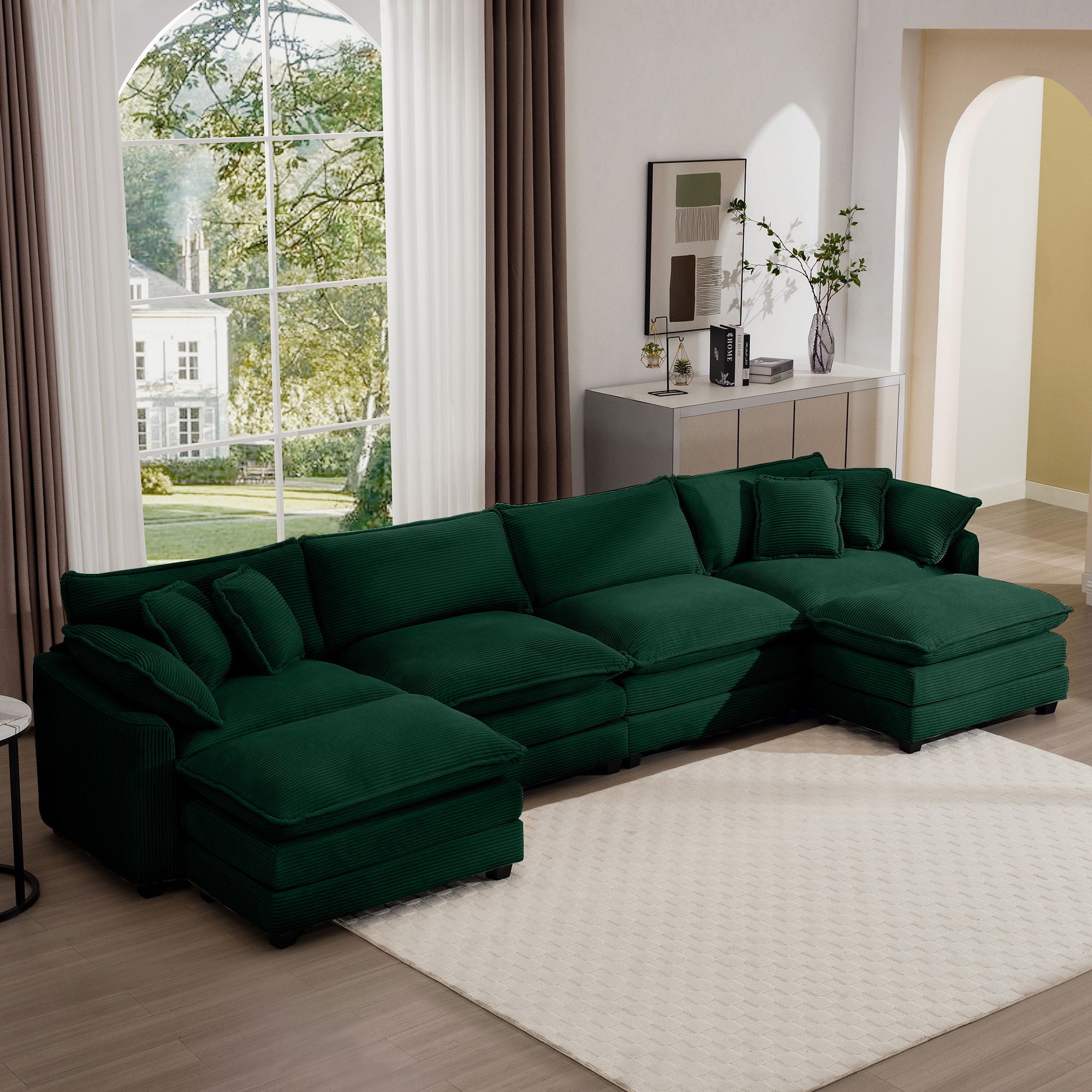 Modern Oversized Modular Cushion Sofa With Ottoman, Low Back, Deep Seating Sofa Set by Unique Piece Furniture