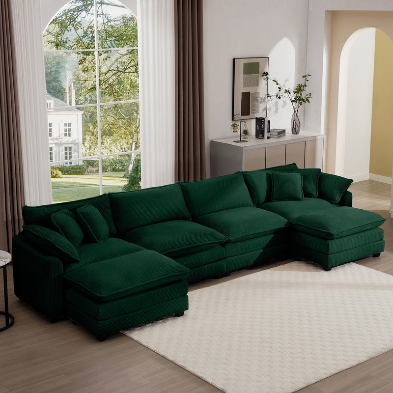 Modern Oversized Modular Cushion Sofa With Ottoman, Low Back, Deep Seating Sofa Set by Unique Piece Furniture