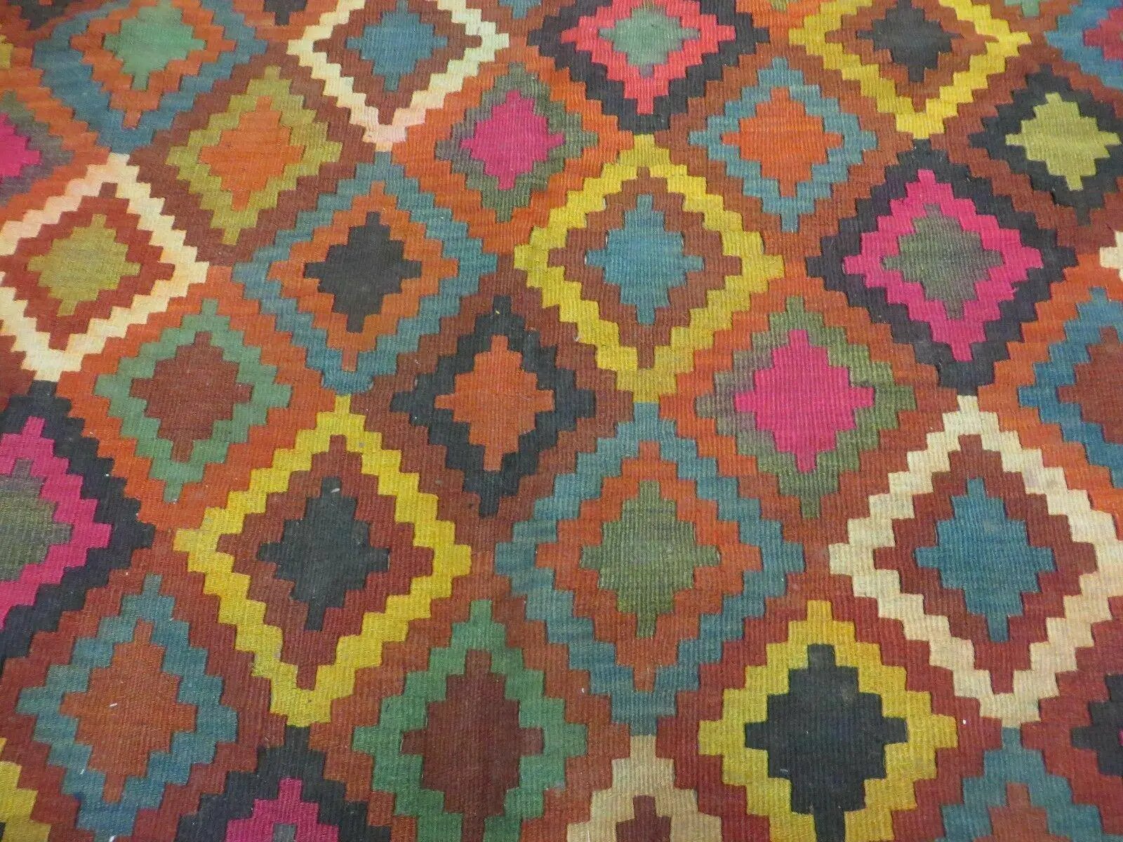 7' X10' Antique Afghan Kilim Handmade Flat Weave Wool Rug Vegy Organic Colorful by Jewel Rugs