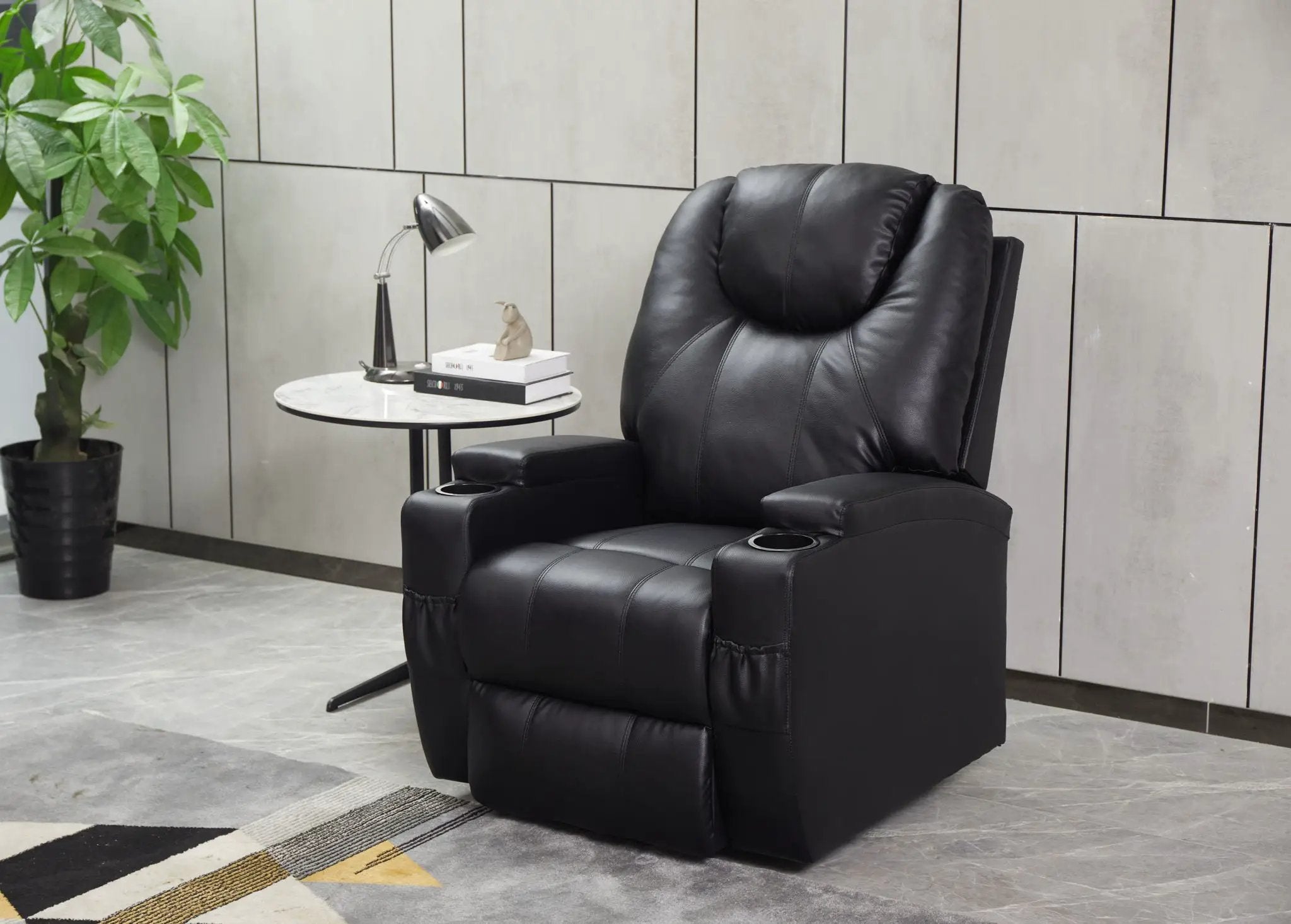 Modern Recliner Chair With Cup Holders, Remote Control by Unique Piece Furniture