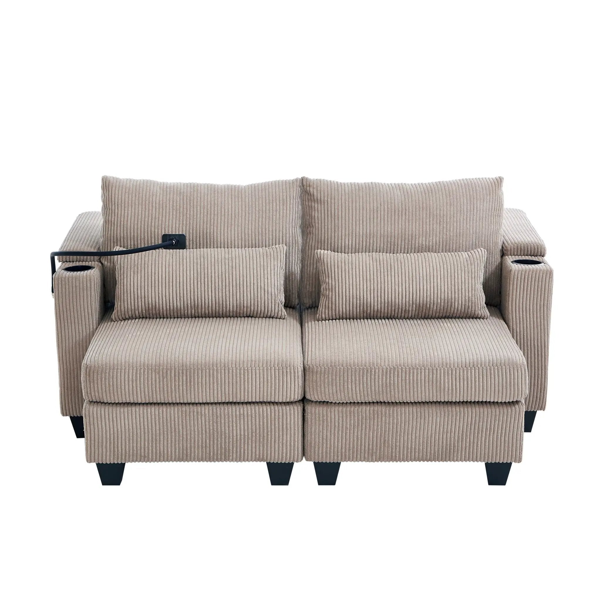 Convertible Chaise Lounge Sofa Chair With USB Ports, Cup Holders, Phone Holder And Storage by HouseOfZazla