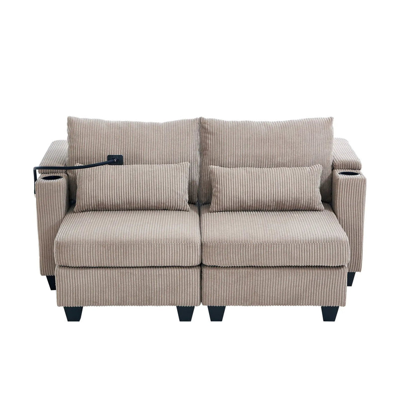 Convertible Chaise Lounge Sofa Chair With USB Ports, Cup Holders, Phone Holder And Storage by HouseOfZazla