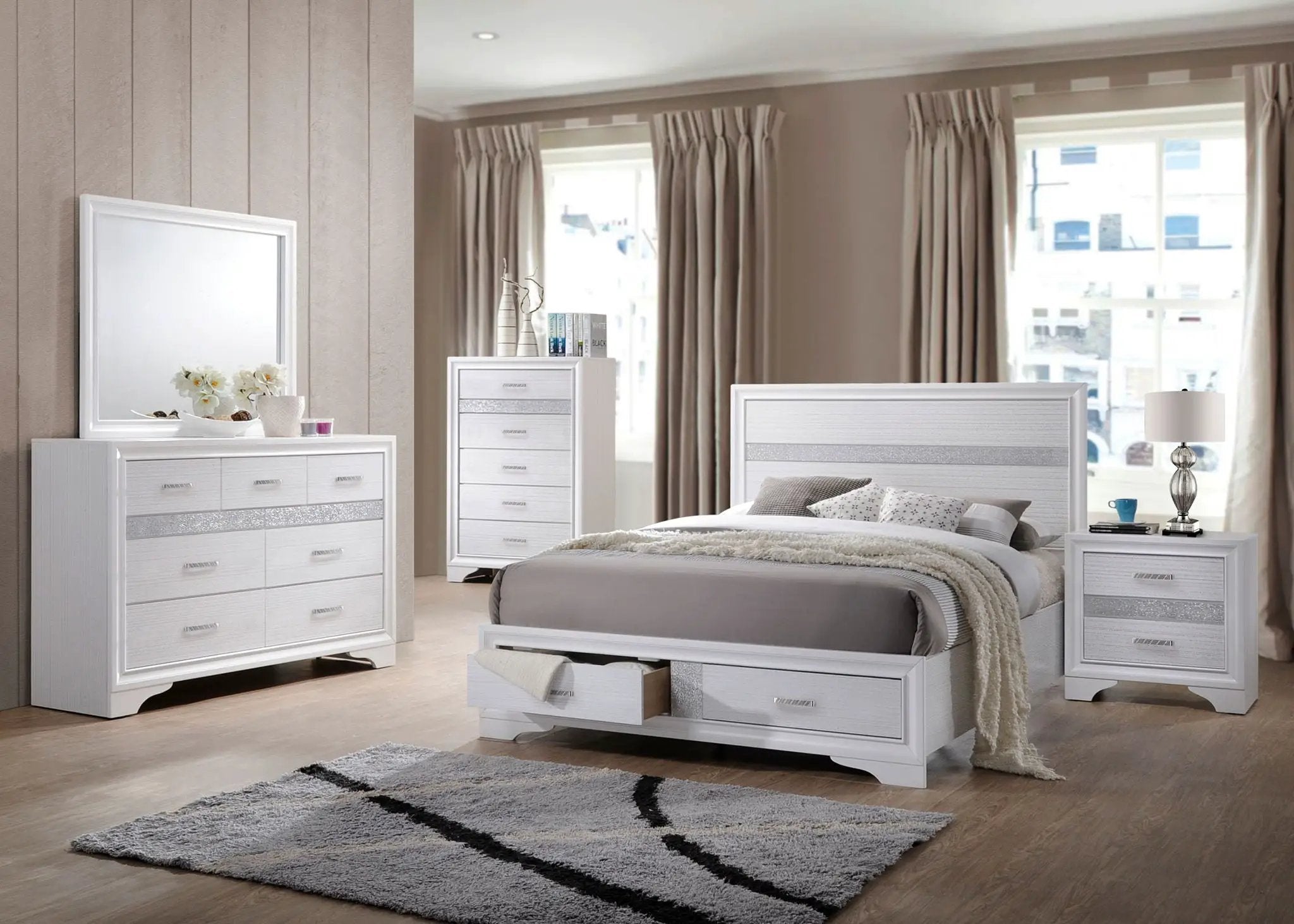 Miranda 5-piece Eastern King Bedroom Set White by Unique Piece Furniture