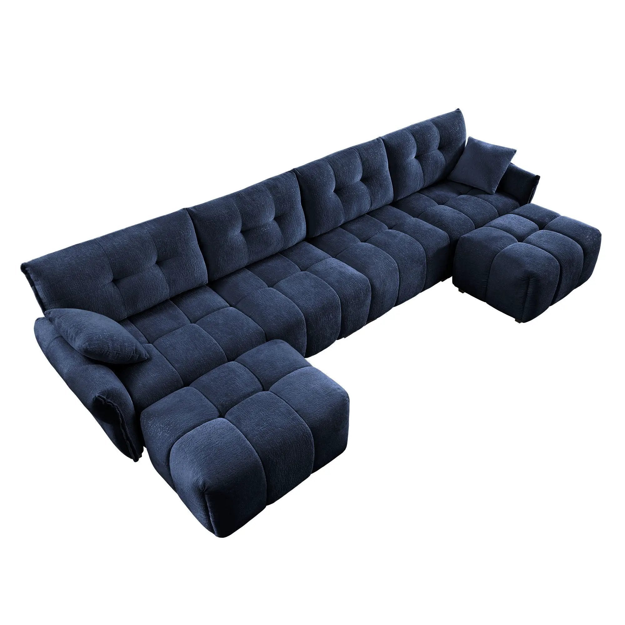 Sofa Set With Ottoman And Pillows, Textured, High Resilience Cushions by HouseOfZazla