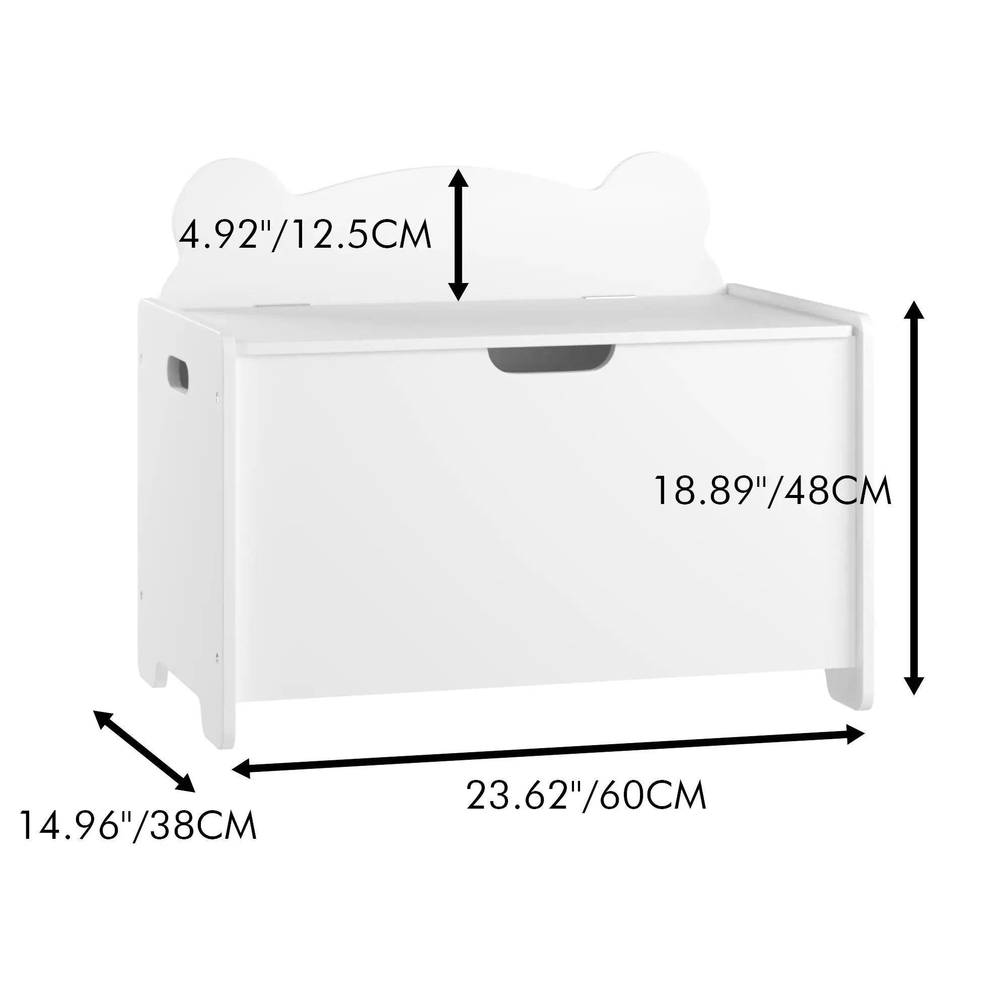 Toy Box With Bear Headboard, Organizer Storage Chest - White by HouseOfZazla