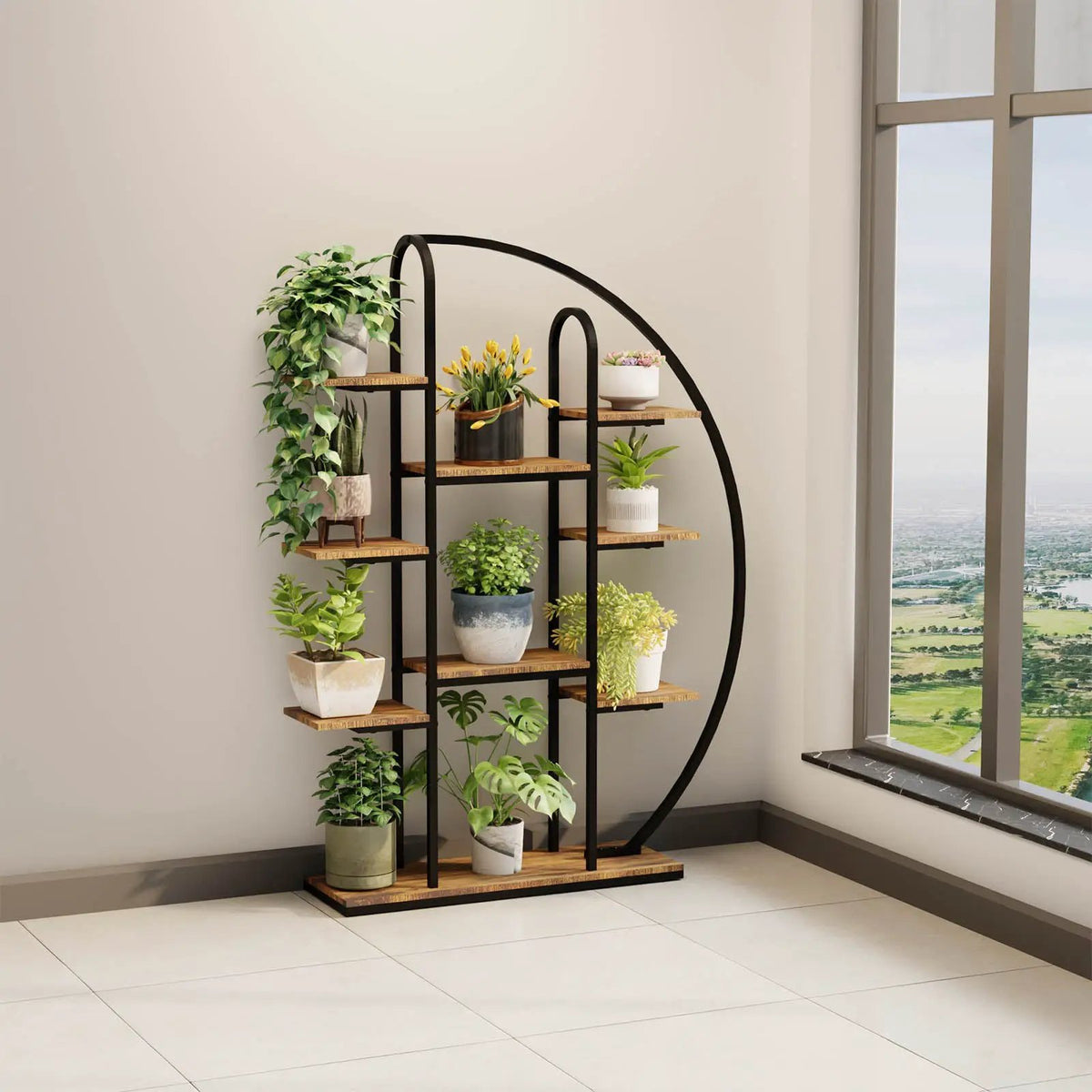 62.2 Inch Tall Metal Indoor Plant Stand with Grow Lights by HouseOfZazla