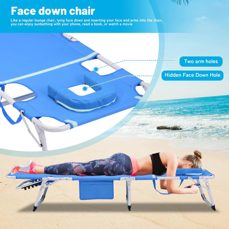 3-in-1 Heavy Duty Tanning Chair with Face Hole Adjustable, photo 9 of 10