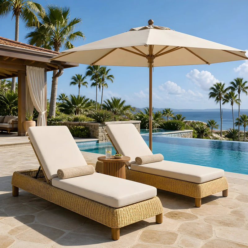 Adjustable Outdoor Wicker Chaise Lounge Chairs Set of 2 by HouseOfZazla