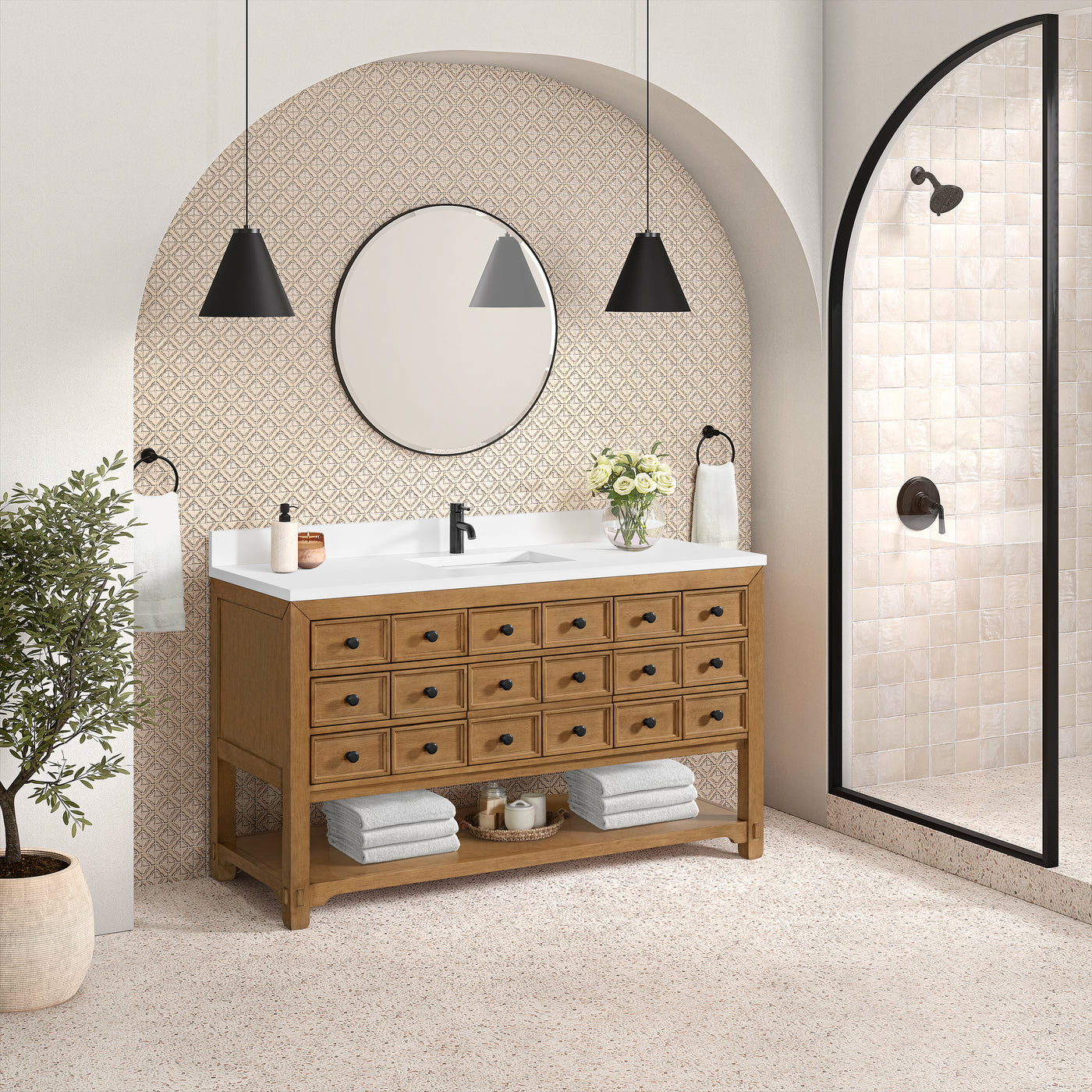 James Martin Malibu 60" Single Bathroom Vanity, Amber Birch, view 40