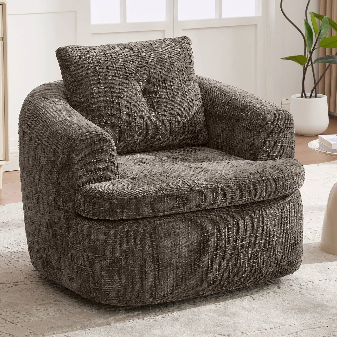 Modern Swivel Barrel Chair With Dual-Layer Cushion by Unique Piece Furniture
