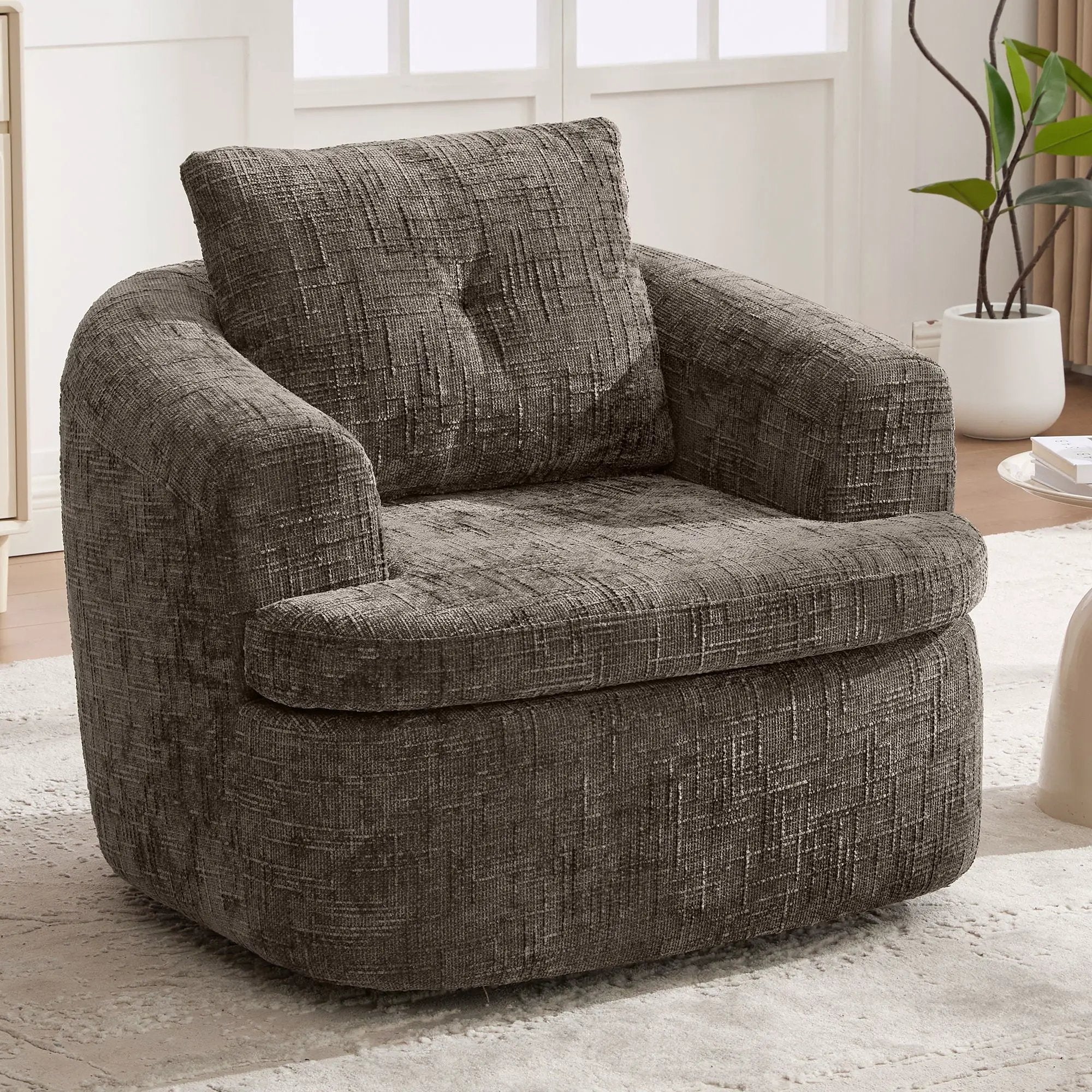 Modern Swivel Barrel Chair With Dual-Layer Cushion by HouseOfZazla