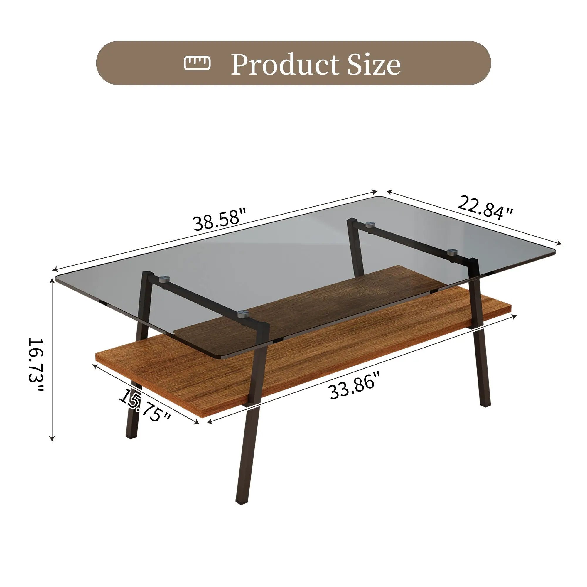 Rectangle Coffee Table, Tempered Glass Tabletop With Metal Legs by HouseOfZazla