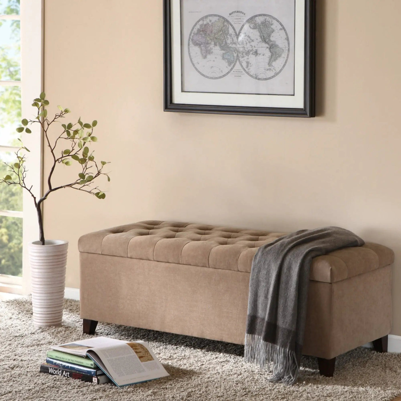 Elegant Design Tufted Top, Soft Close Storage Bench by HouseOfZazla