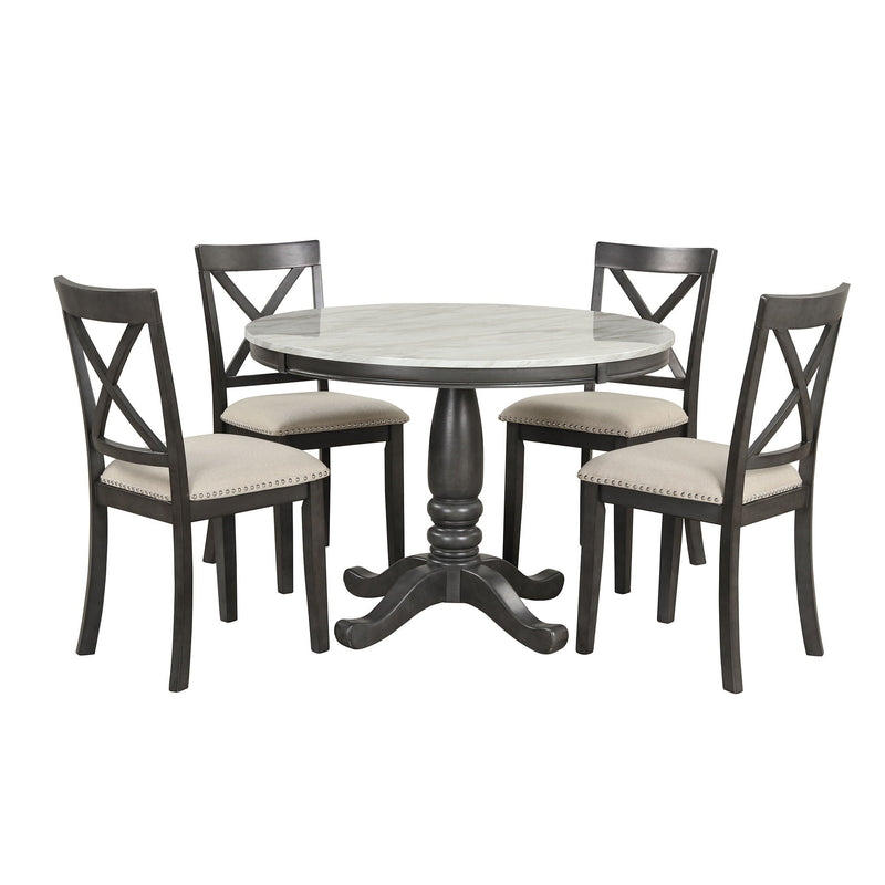 5 Pieces Dining Table And Chairs Set For 4 Persons, Kitchen Room Solid Wood Table With 4 Chairs by HouseOfZazla