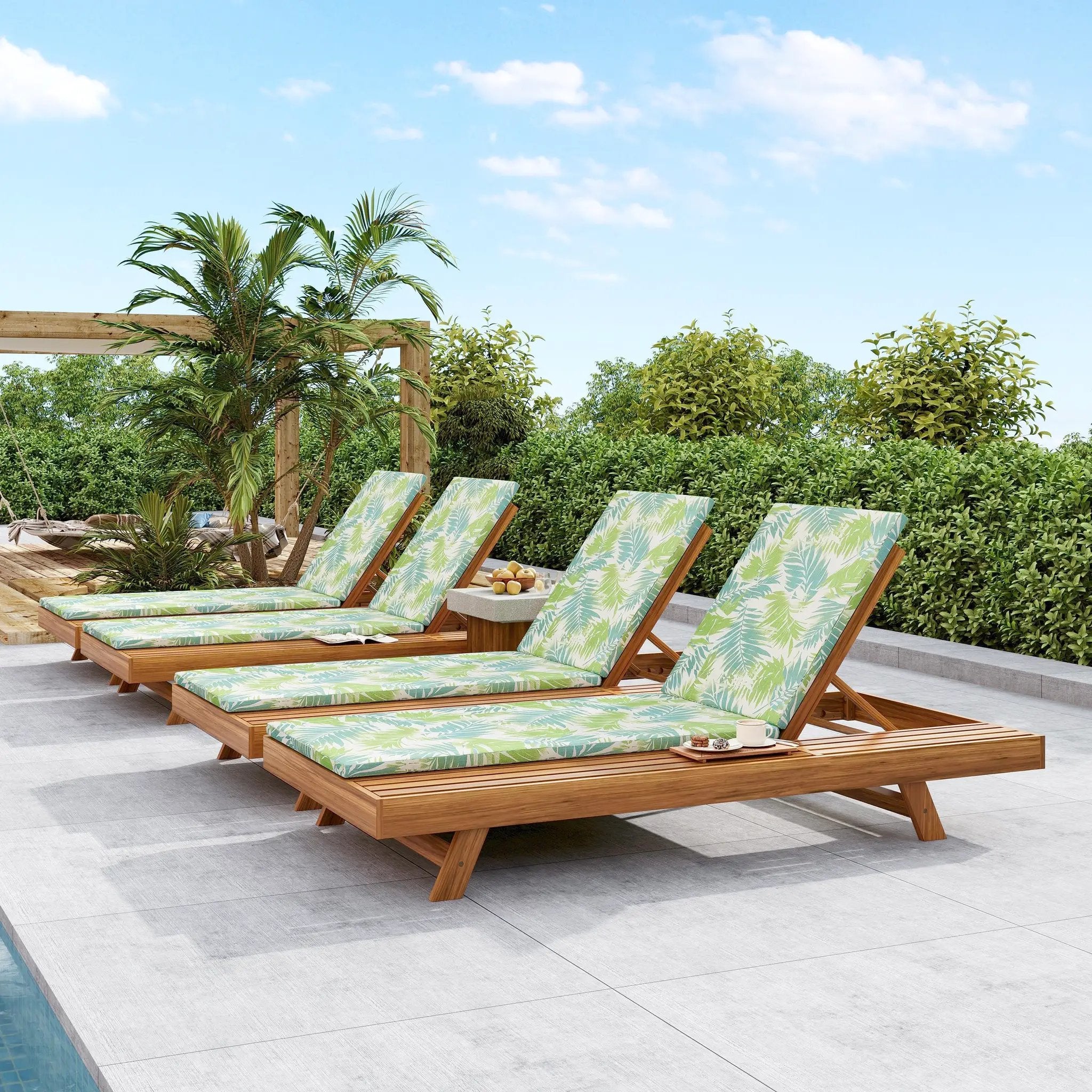 Lounge Chaise Set with Water-Resistant Cushions by HouseOfZazla