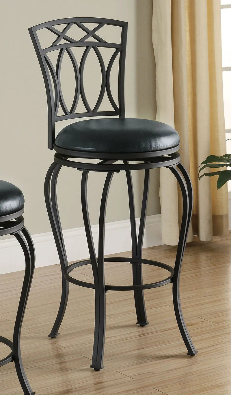 Adamsville Upholstered Swivel Bar Stool Black by Unique Piece Furniture