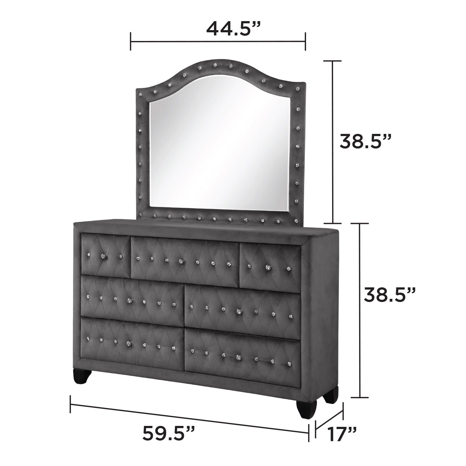 Sophia - Tufted Mirror - Gray by HouseOfZazla