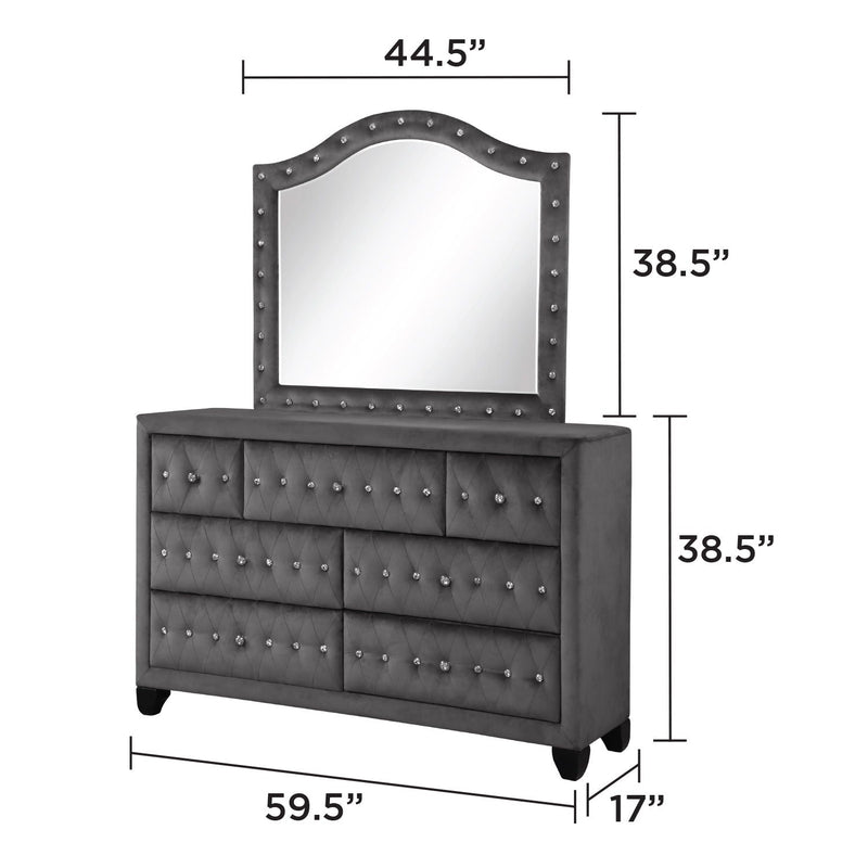 Sophia - Tufted Mirror - Gray by HouseOfZazla