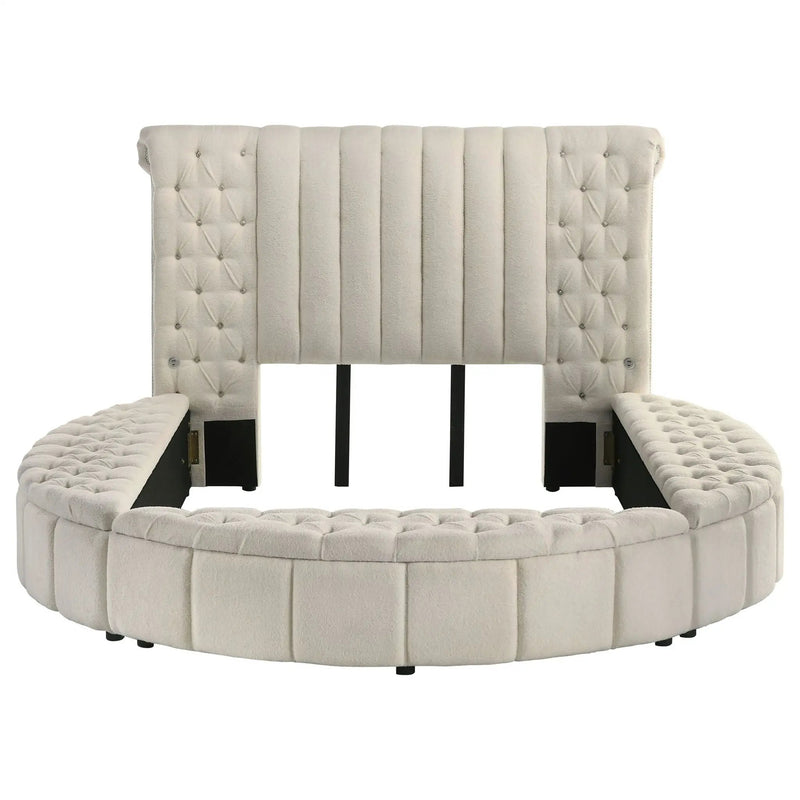 Santiago - Upholstered Round Storage Bed With Built In Charging Ports