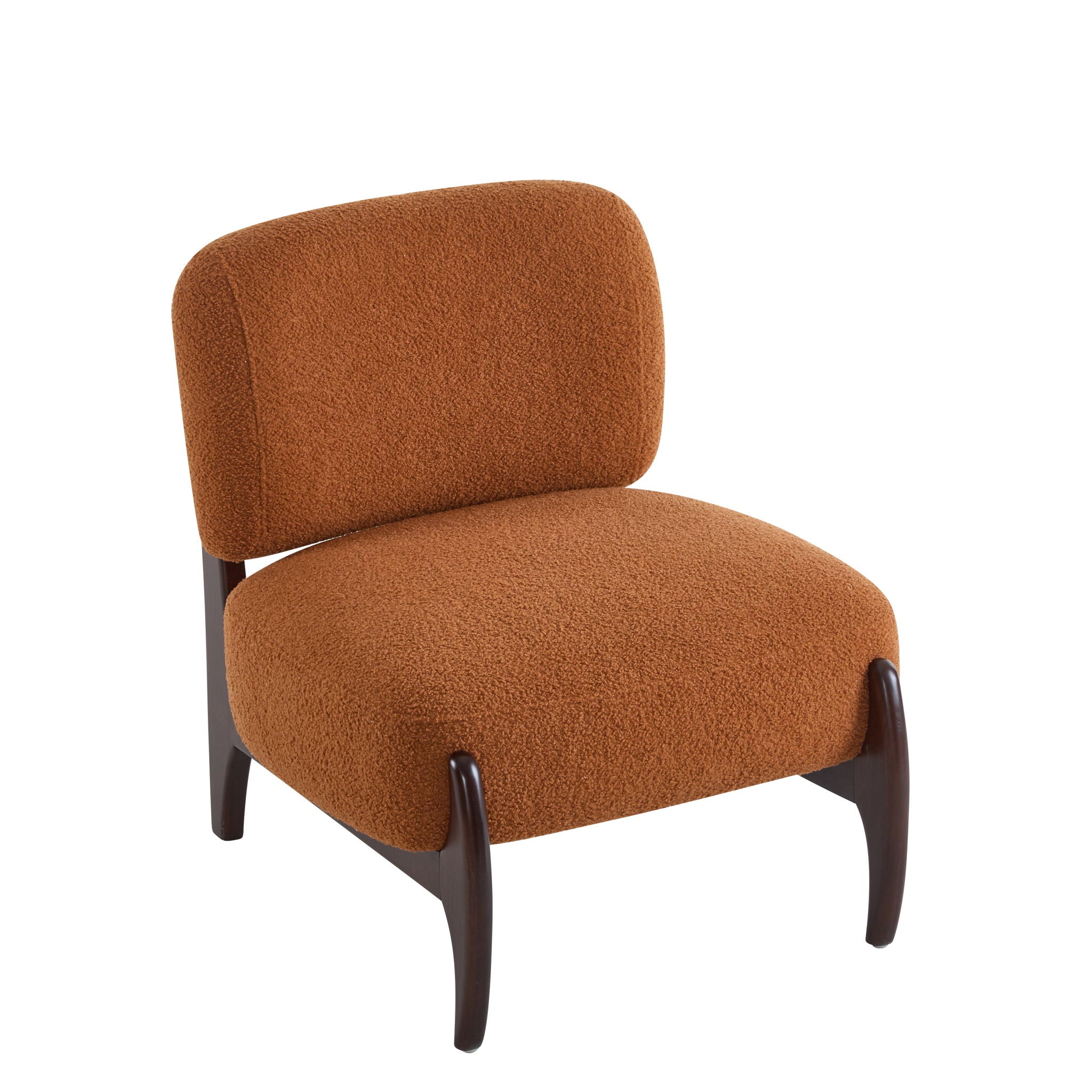 Modern Boucle Lounge Chair With Solid Wood Frame by HouseOfZazla