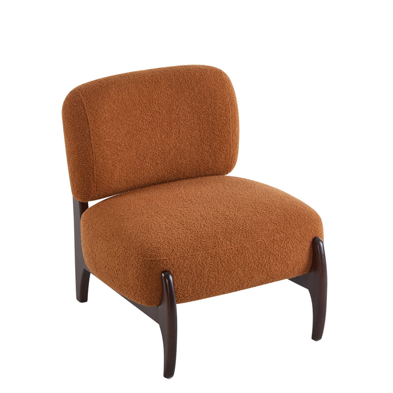 Modern Boucle Lounge Chair With Solid Wood Frame by HouseOfZazla