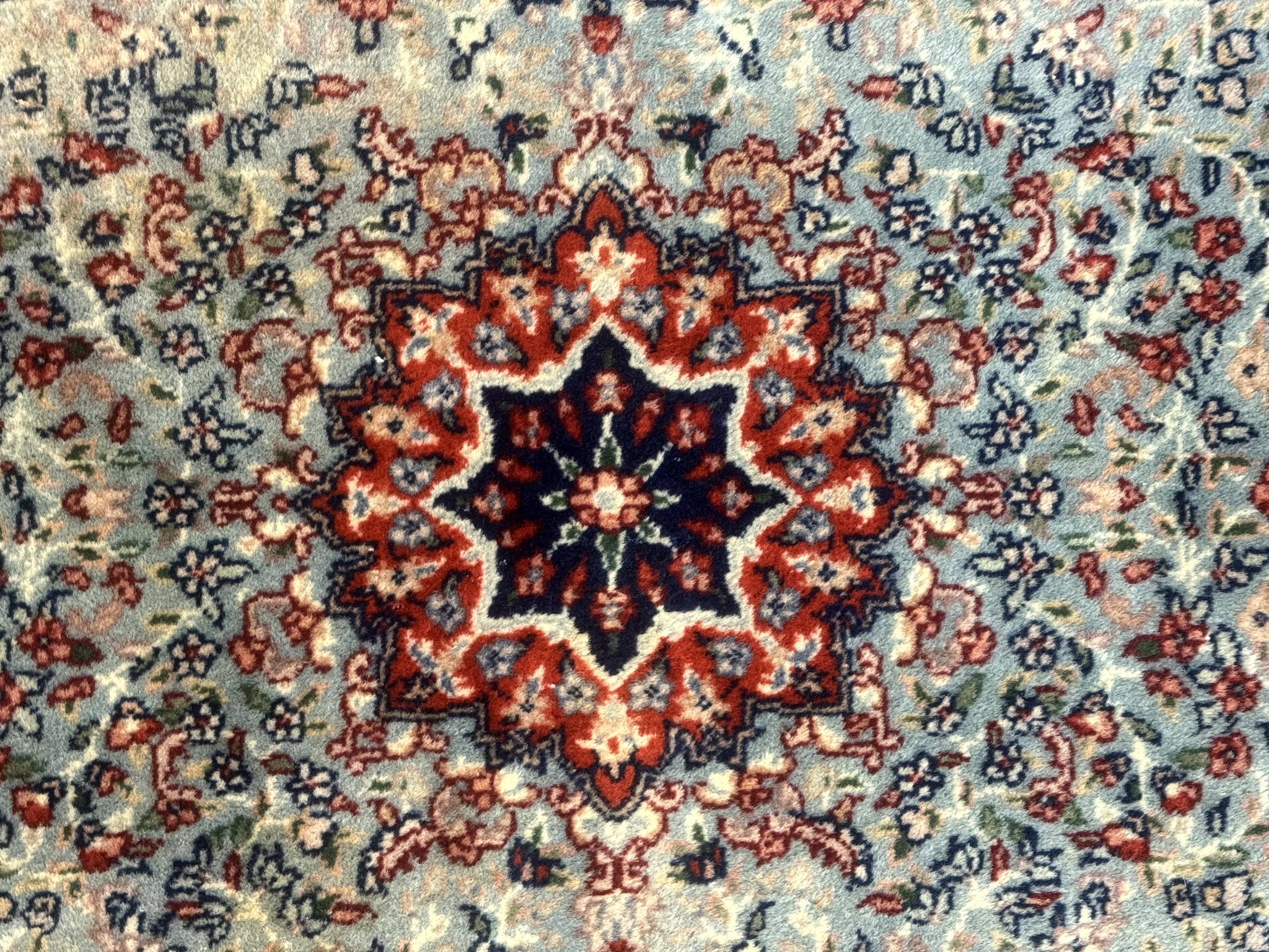 Indo Persian Kerman Rug 3x5, Light Blue, Floral Medallion by Jewel Rugs