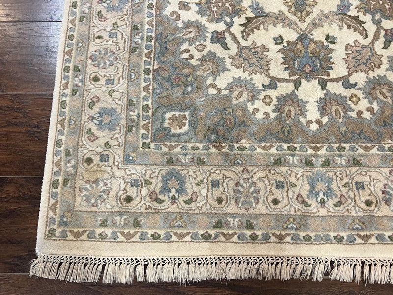 Indo Persian Rug 4x6, Floral Medallion, Beige, Handmade Wool Vintage Carpet 4 x 6 ft by Jewel Rugs