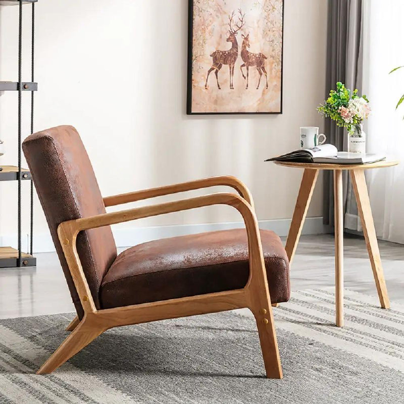 Classic Mid-Century Modern Accent Chairs, Open Framed Armchair With Cushioning by HouseOfZazla