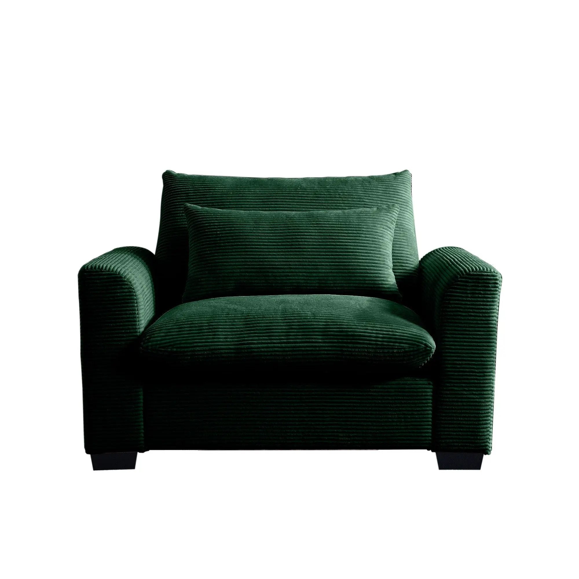 Green Corduroy Deep Seat Single Sofa Accent Chair by HouseOfZazla