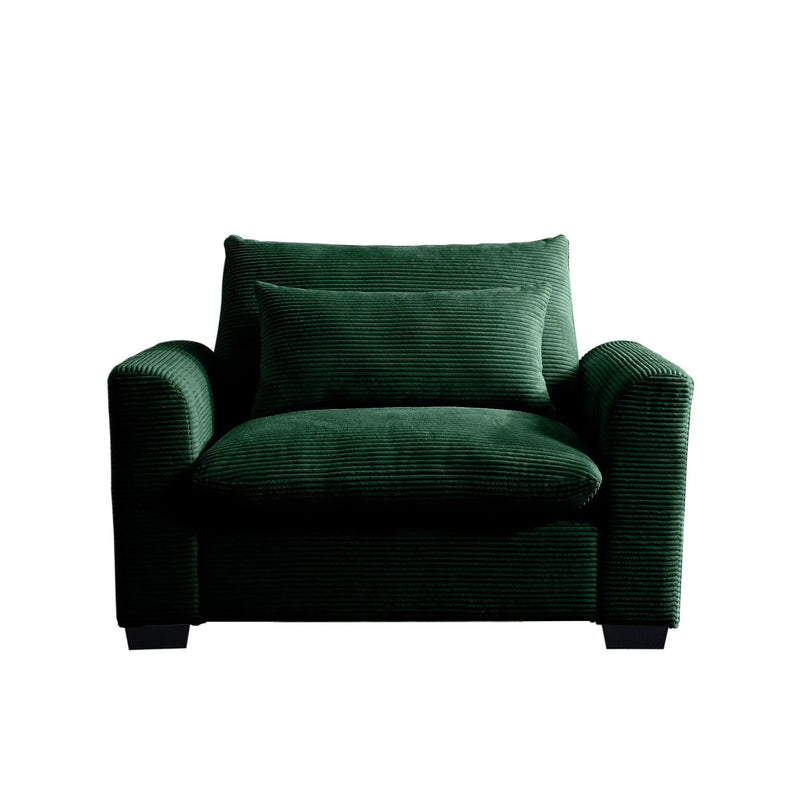 Green Corduroy Deep Seat Single Sofa Accent Chair by HouseOfZazla