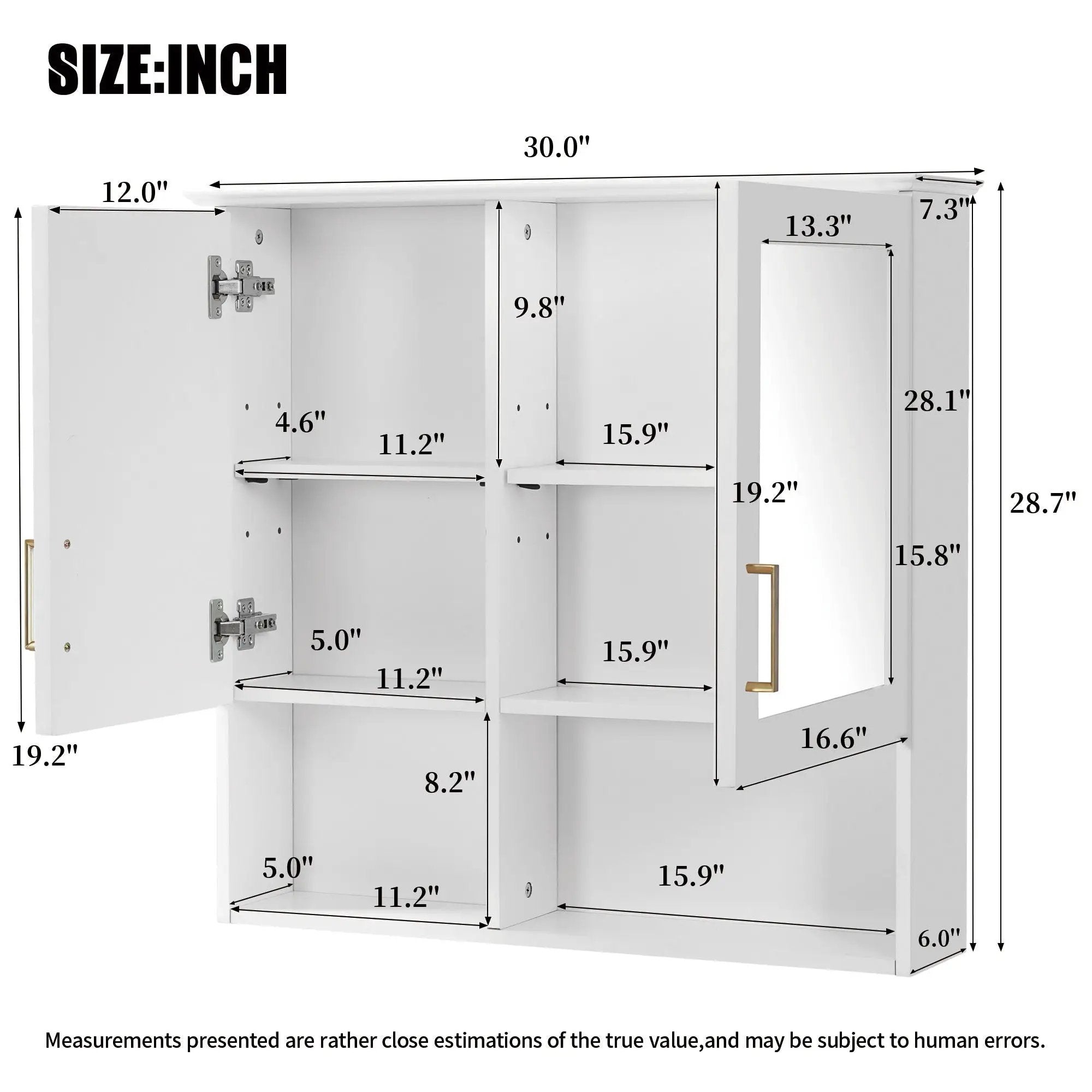 2 In 1 Wall-Mounted Mirror Cabinet With Adjustable Shelves, Soft-Close Doors, High-Definition Mirror & Storage by Unique Piece Furniture