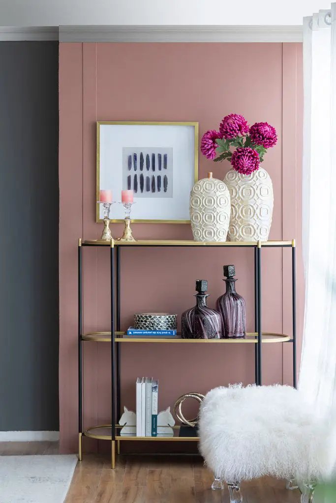 3 Tier Metal Console Table, Mirrored Shelf - Golden Black by Unique Piece Furniture