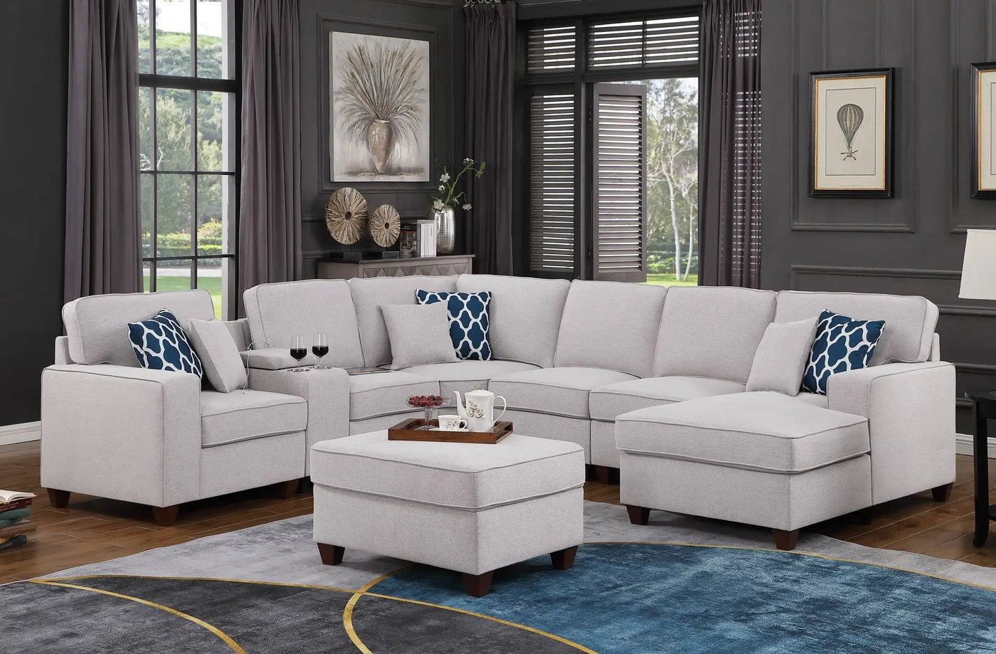 Tina - 8 Piece Upholstered Sectional With Ottoman by Unique Piece Furniture