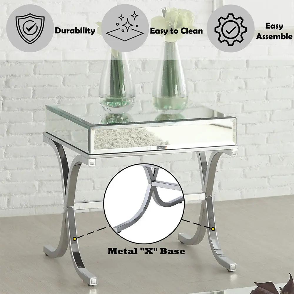 Yuri - End Table - Mirrored & Chrome by Unique Piece Furniture