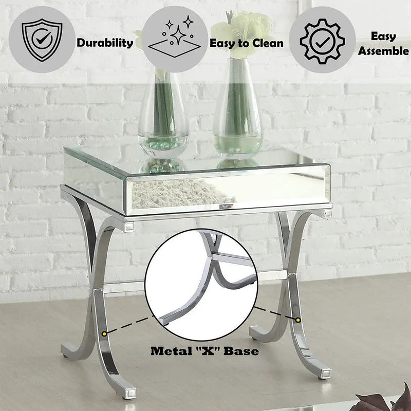 Yuri - End Table - Mirrored & Chrome by Unique Piece Furniture