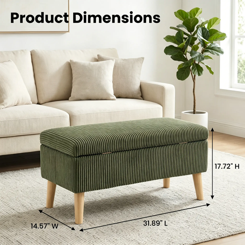 32 Inch Wide Olive Ottoman by HouseOfZazla