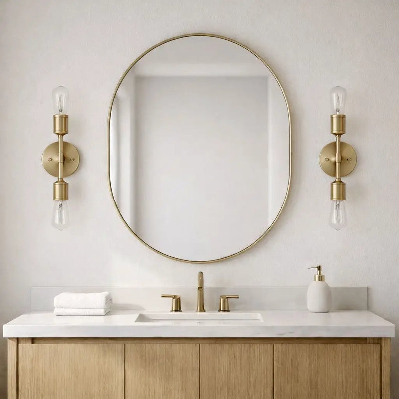 Reverie - Double Lights Bathroom Wall Sconce Over Mirror - Clear / Gold by Unique Piece Furniture