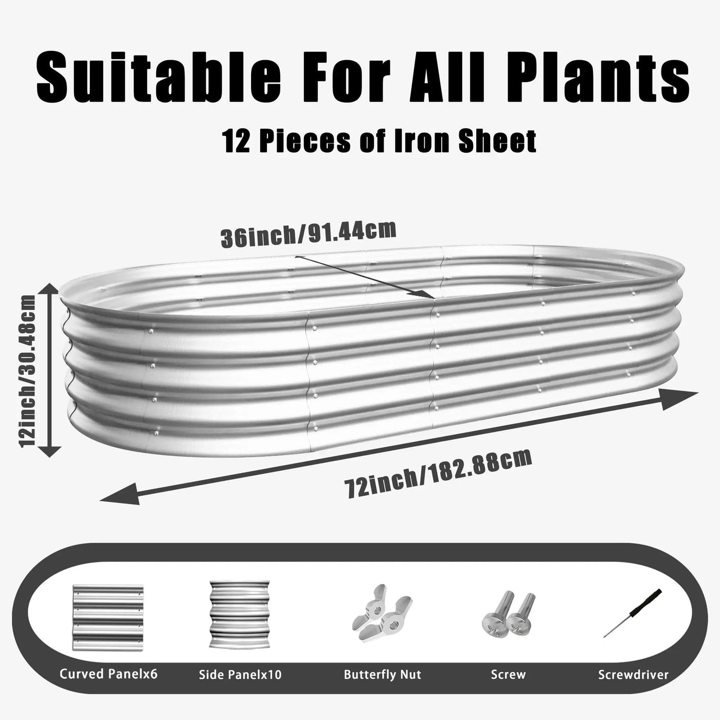 Heavy Duty Galvanized Raised Garden Bed Kit For Vegetables, Flowers & Herbs by HouseOfZazla