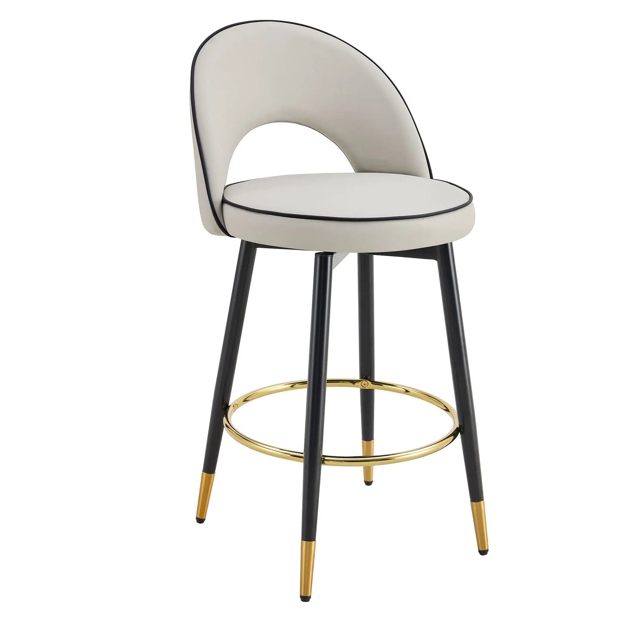 Modern Upholstered 360° Rotatable Bar Chair With Metal Legs For Dining Room (Set of 2) by Unique Piece Furniture