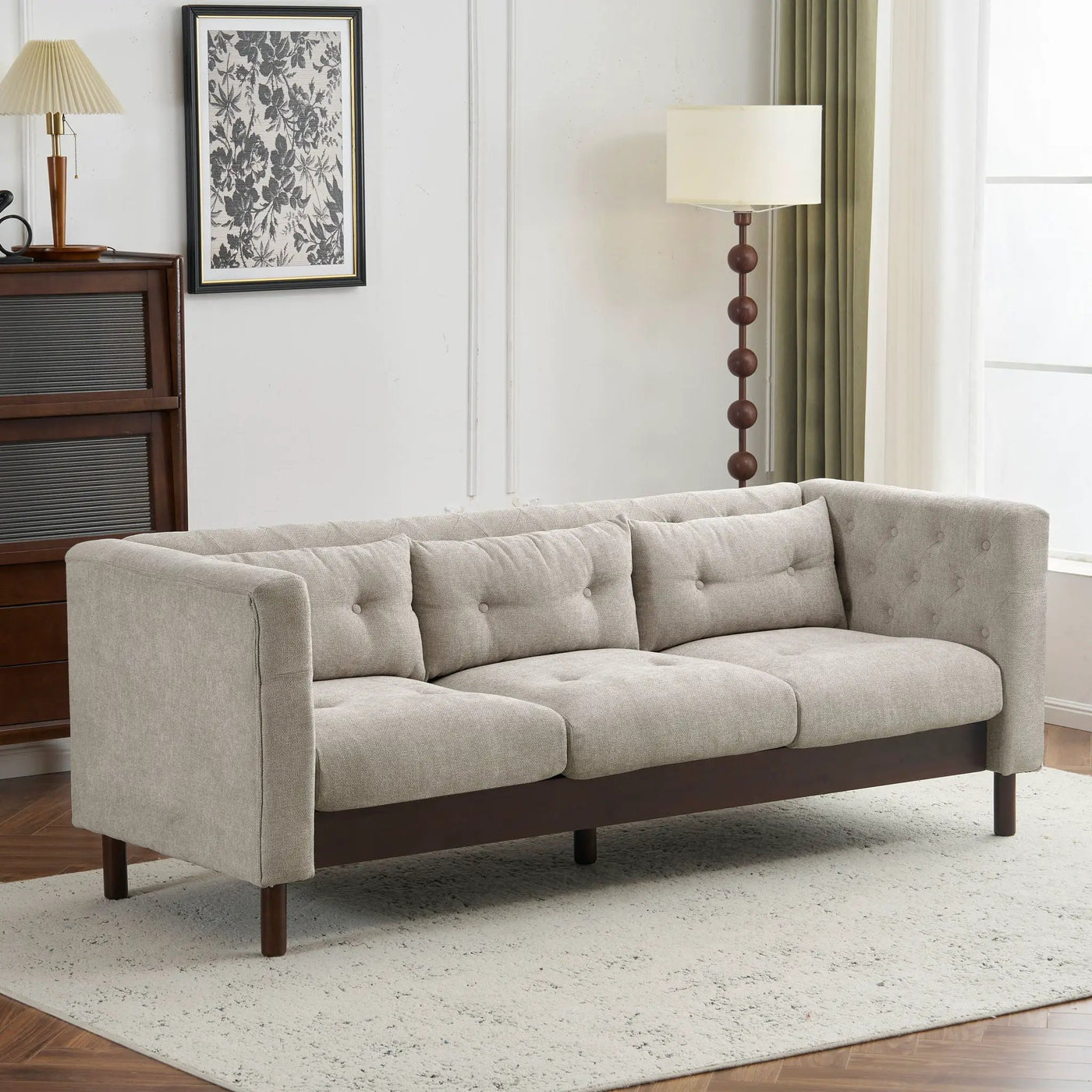 Upholstered Sofa Modern 3 Seater Sofa Couch With Tufted Design For Living Room by HouseOfZazla