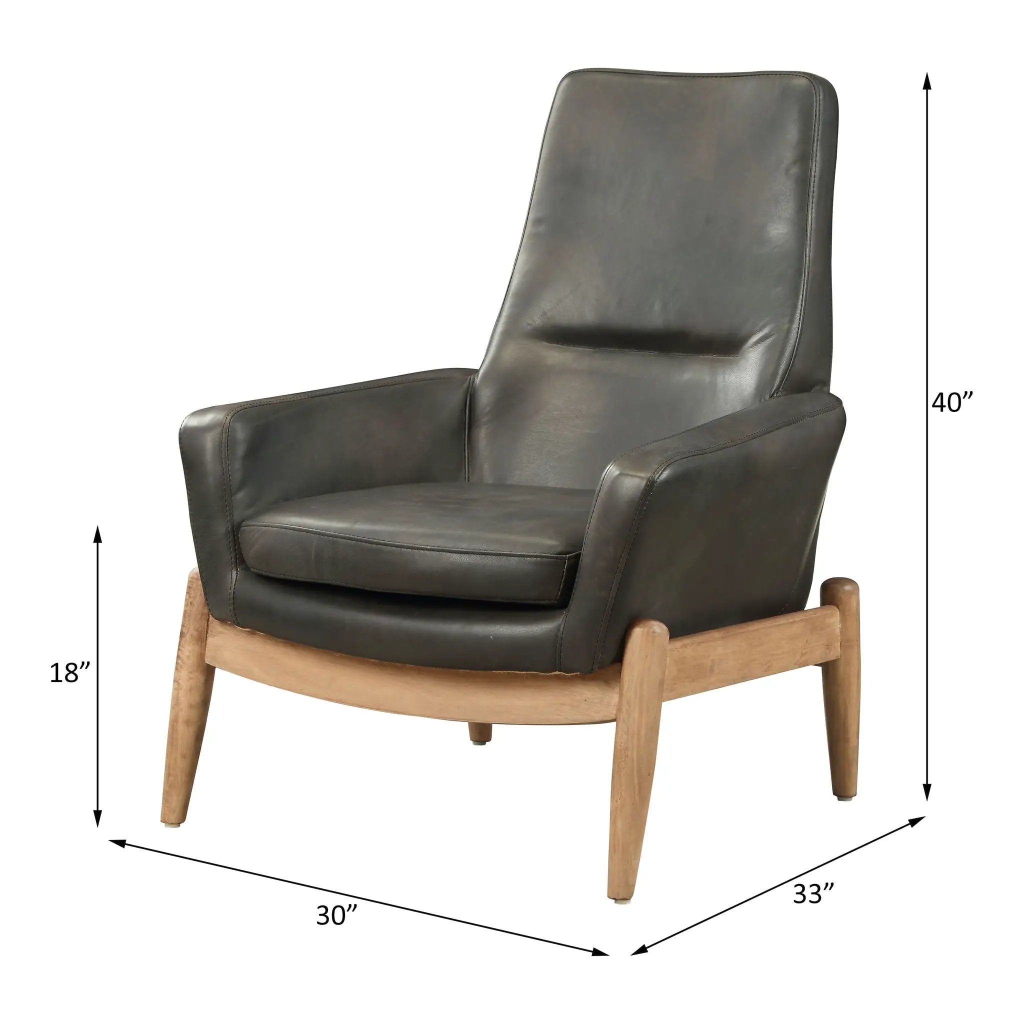 Dolphin - Accent Chair - Black Top Grain Leather by Unique Piece Furniture