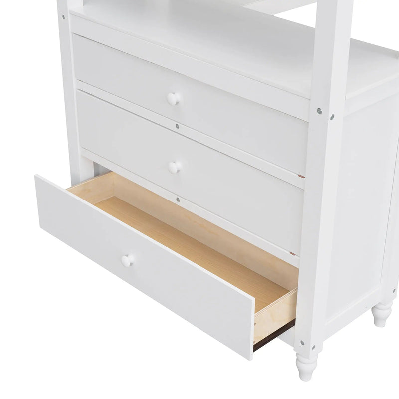 Loft Bed With Drawers With Desk And Shelves by HouseOfZazla