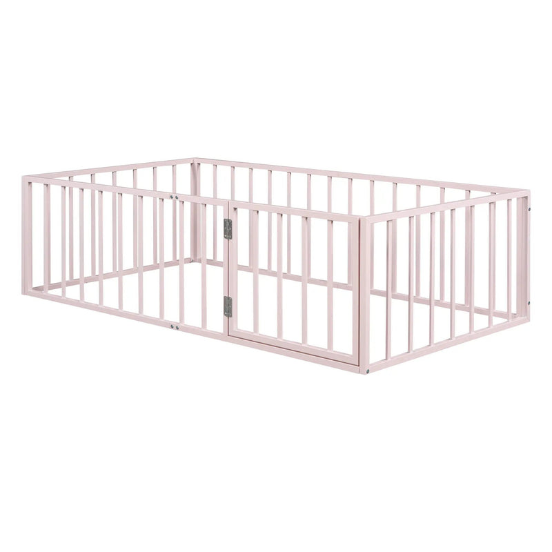 Metal Floor Bed Frame With Fence And Door by Unique Piece Furniture