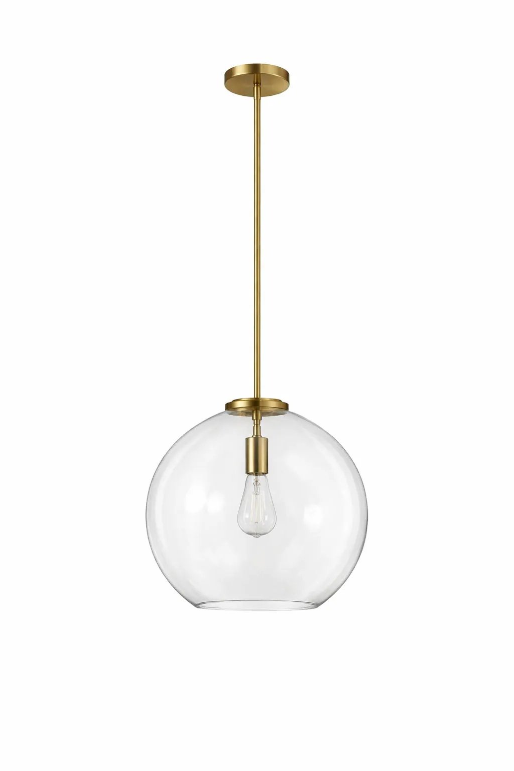 Gleam - Single Light Pendant Lamp With Clear Globe Satin - Antique Brass / Clear / Gold by HouseOfZazla